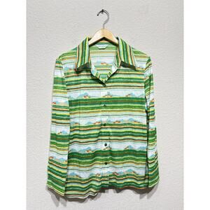 Vintage Alex Coleman California Striped Disco 70's Shirt Blouse